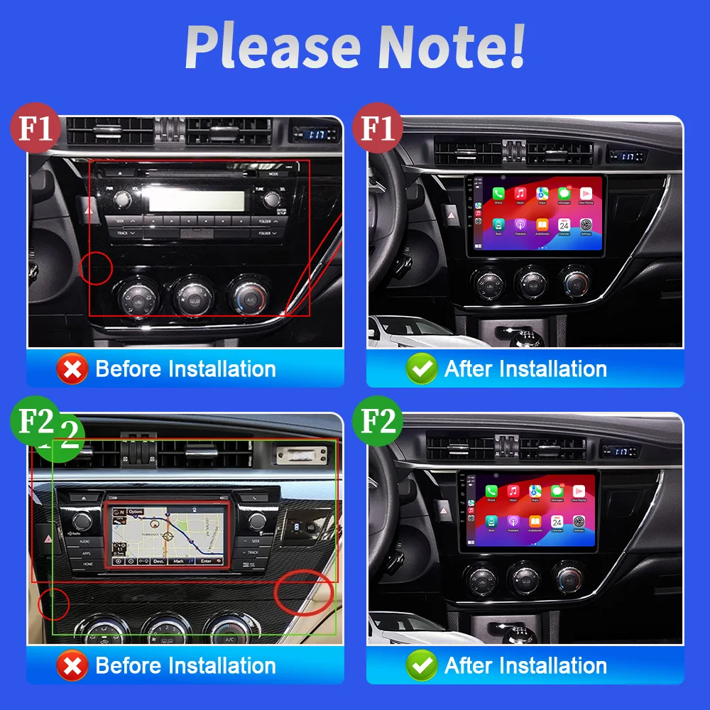 Wireless Carplay Stereo Screen Car  Multimedia Navigation Android 14 For Toyota Corolla 2014 2015 2016 Levin Ralink 2013 - 2018