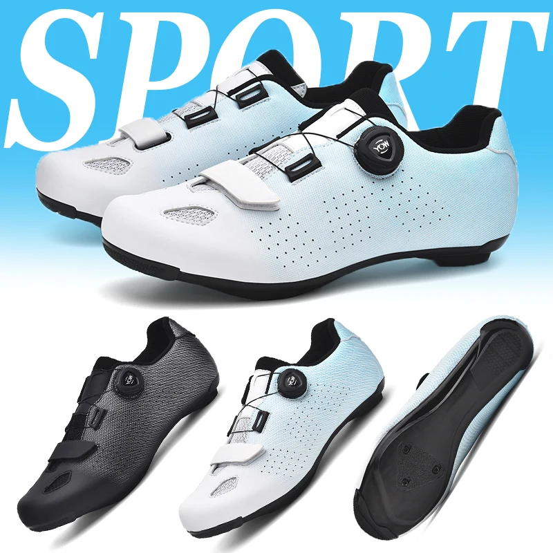 Moda nova masculina sapatos de ciclismo respirável profissional corrida esportes cadarços bloqueio sapatos esportivos da bicicleta