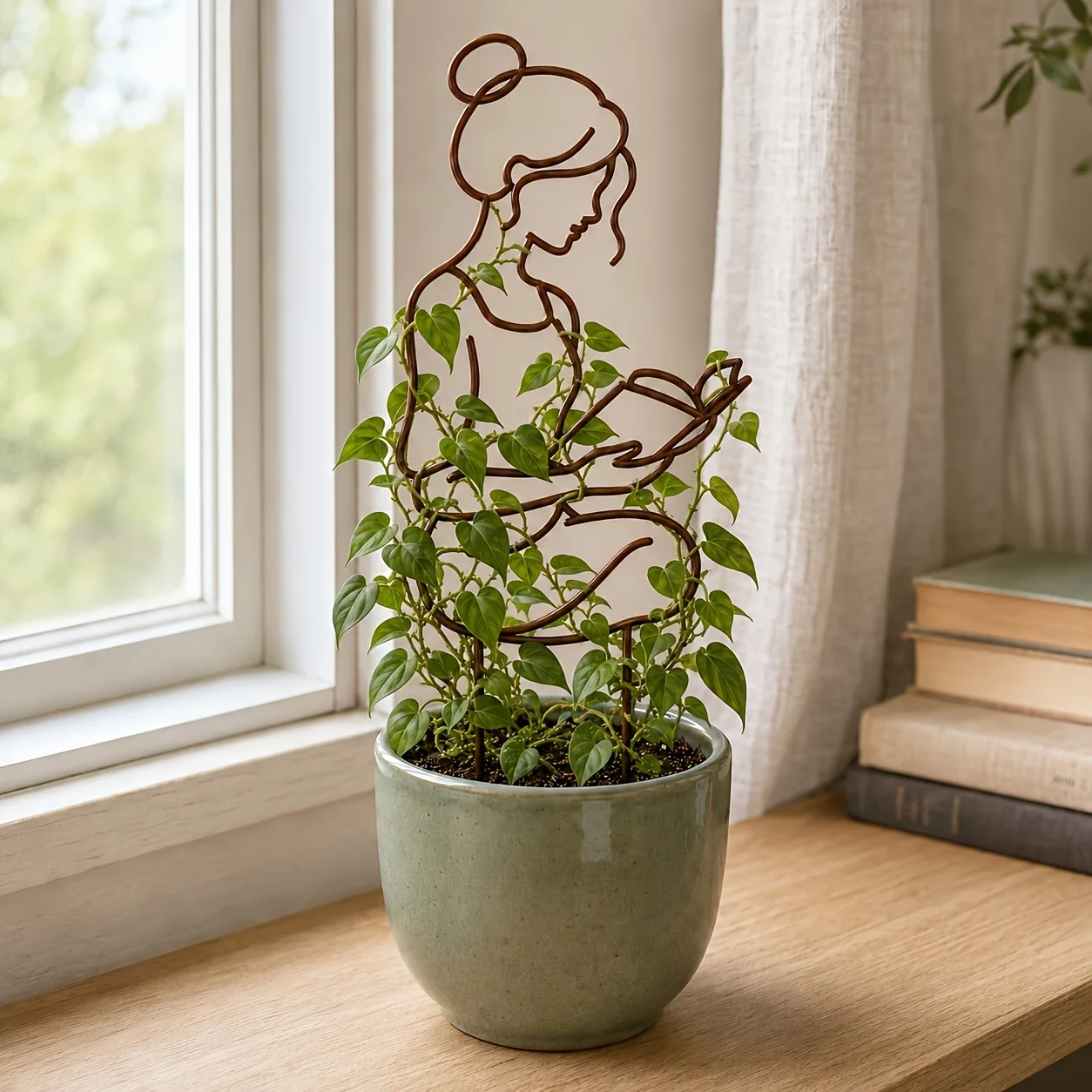 Rusted Iron Art 2D Abstract Female Garden Ornaments, Four Simple Line Art Female Figures, Can Be Inserted into Garden Flower Pots, Lawns for Decoration, Enhancing the Ambiance, Suitable for Outdoor Garden Decor, a Great Gift for Garden Enthusiasts