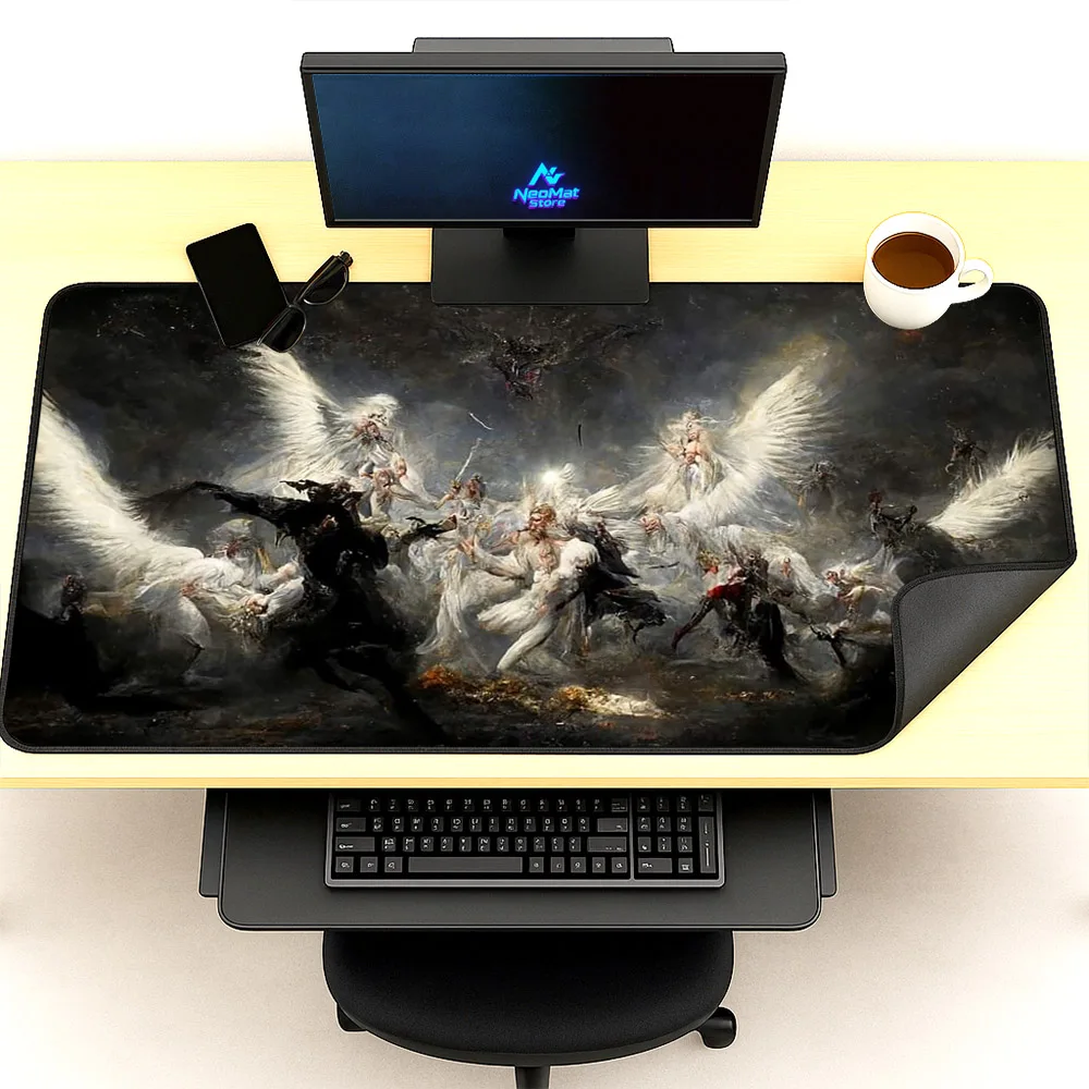 

Mouse Pads War in Heaven Office Rug Angels and Demons Gaming Mats 1200x600 Pc Gaming Accessory Deskpad 90x60 Computer Desk Mat