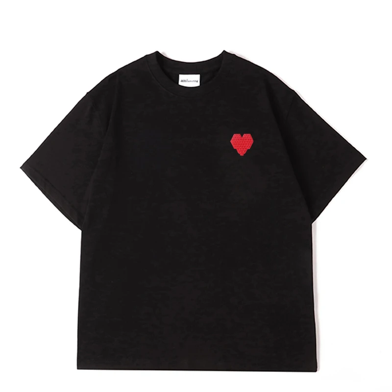 AMI AMORING new heart-shaped A embroidery casual cotton loose fit men's and women's top short sleeved men's round neck T-shirt
