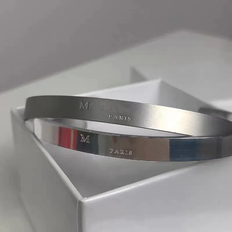 Bracelet Titanium Steel Matte Reverse Jewelry European and American Opening Simple Bracelet Couple Accessories
