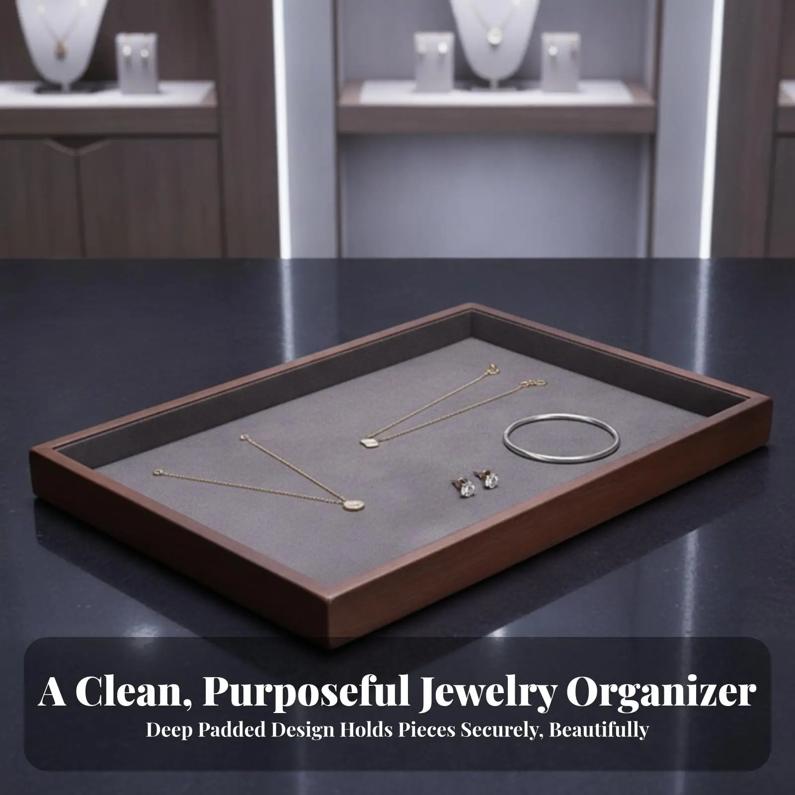 Jewelry Display Tray Open-Top Jewelry Organizer Tray Elegant for Retail Counters