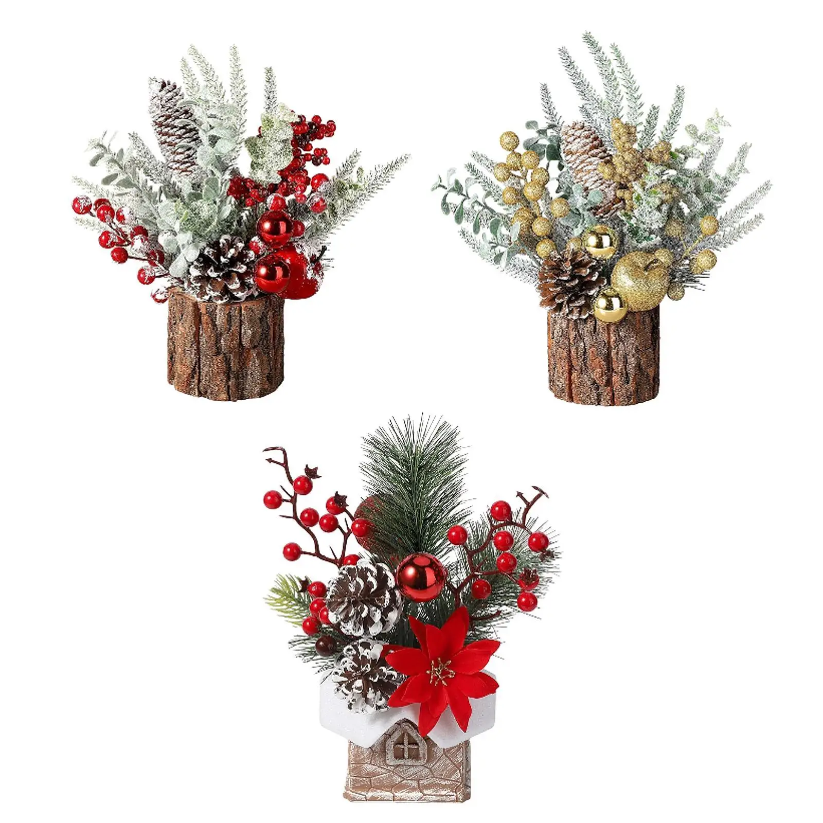 

Artificial Christmas Tree Decorations Table Decor Desktop Dried Fruit Cuttings Ornament for Fireplace Living Room Christmas Gift