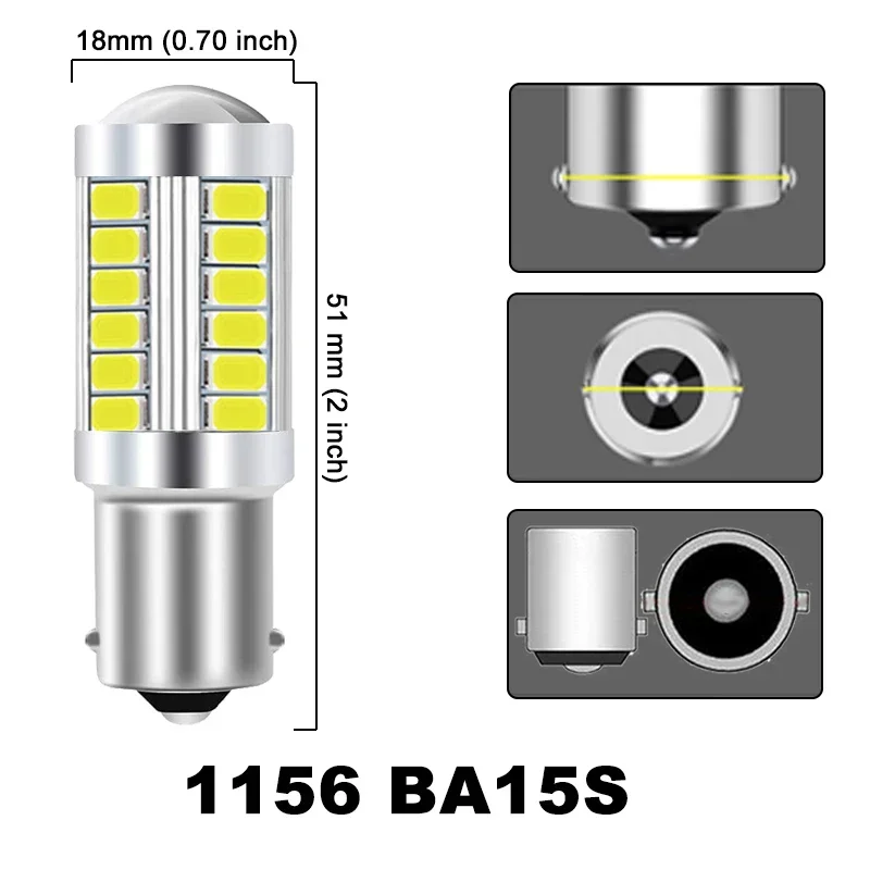 Car Turn Signal Lights 2/4/8pcs LED Brake Lamps P21W 1156 BA15S 1157 BAY15D 12V 5630-33SMD Reverse Parking 6500k Auto Accessoies