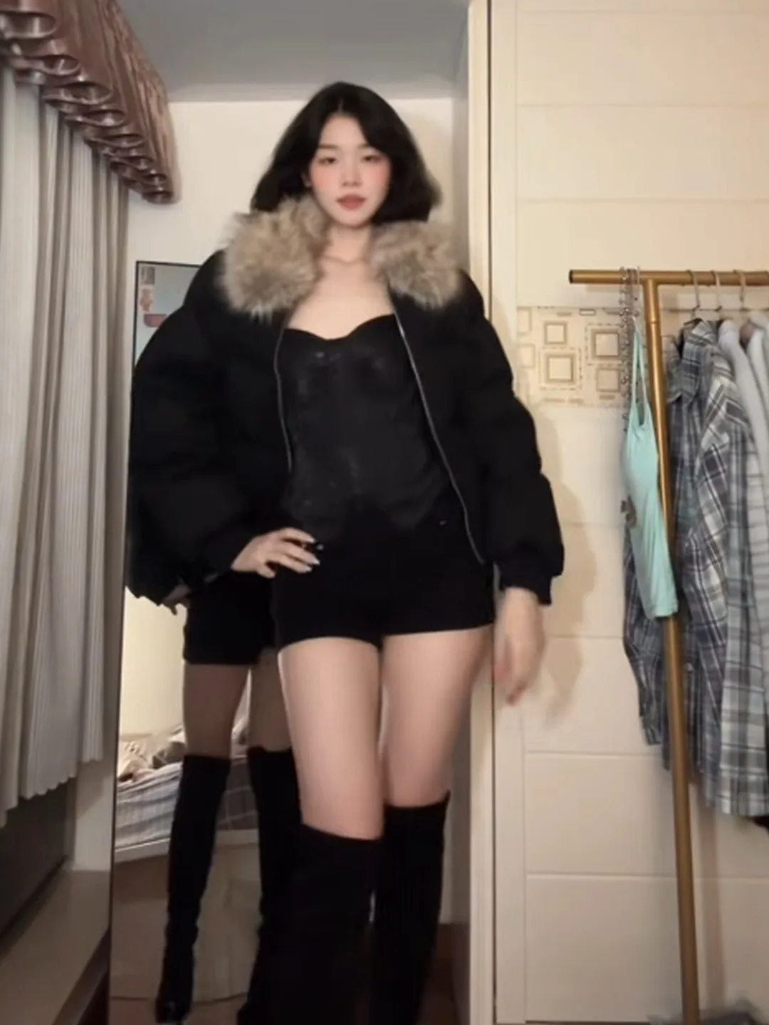 

Chic ort Outerwear Women's Bla Faionable Spring Coat Gentle Sle Stand Fit Splice Design Warmth Flattering Small St...