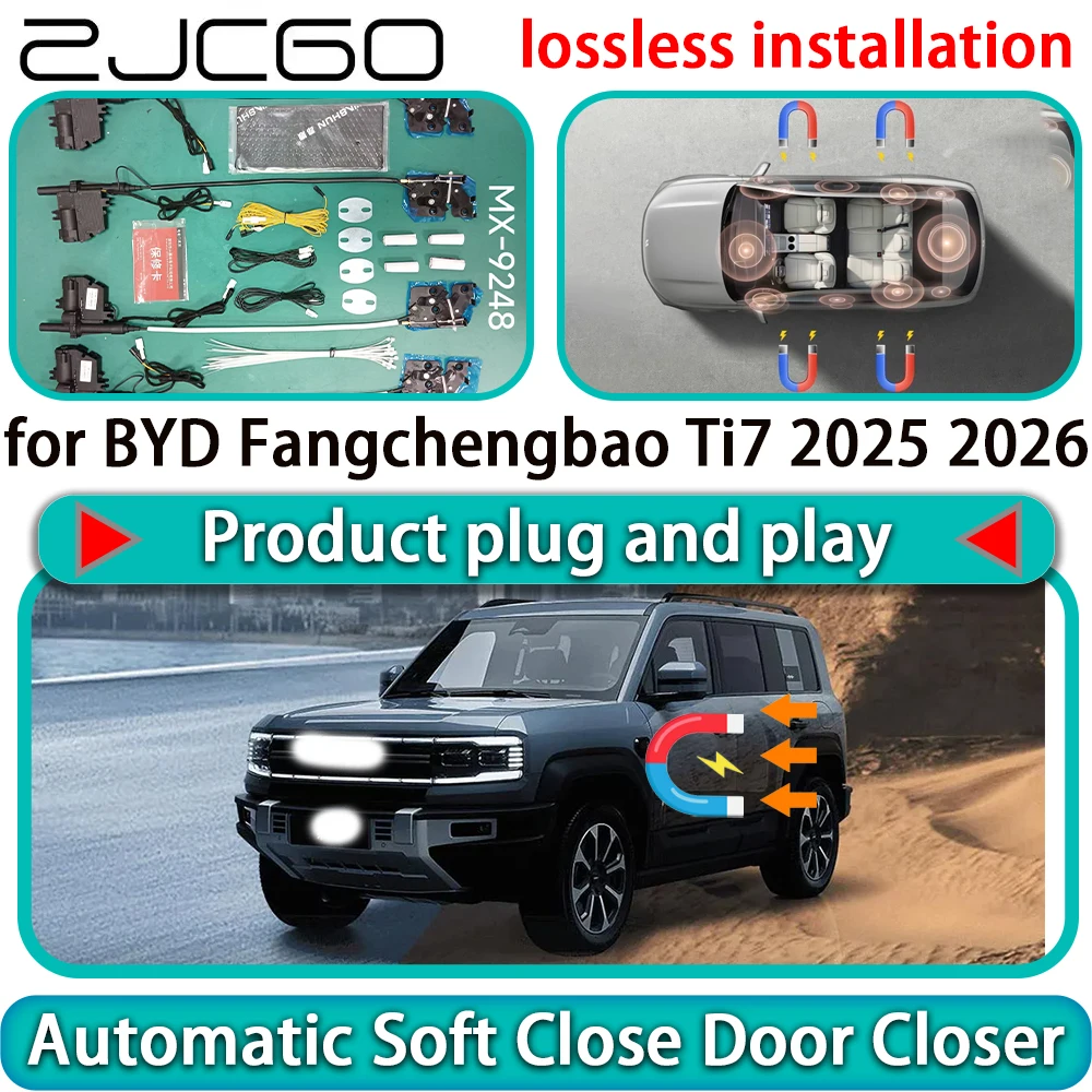 ZJCGO for BYD Fangchengbao Ti7 2025 2026 Auto Pull Car Soft Close Door Kit Power Latch Electric Door Catch Soft Closing Assist