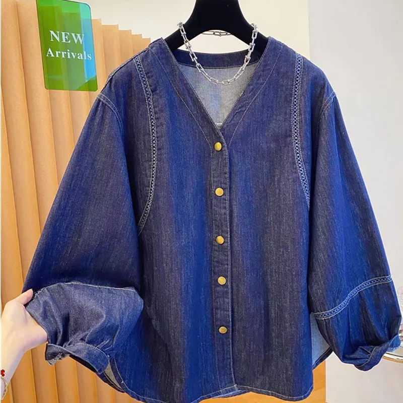 

Denim For Women In Autumn New Style Loose Casual And Versatile High-end Super Good-looking Shirt Top Outwear Female