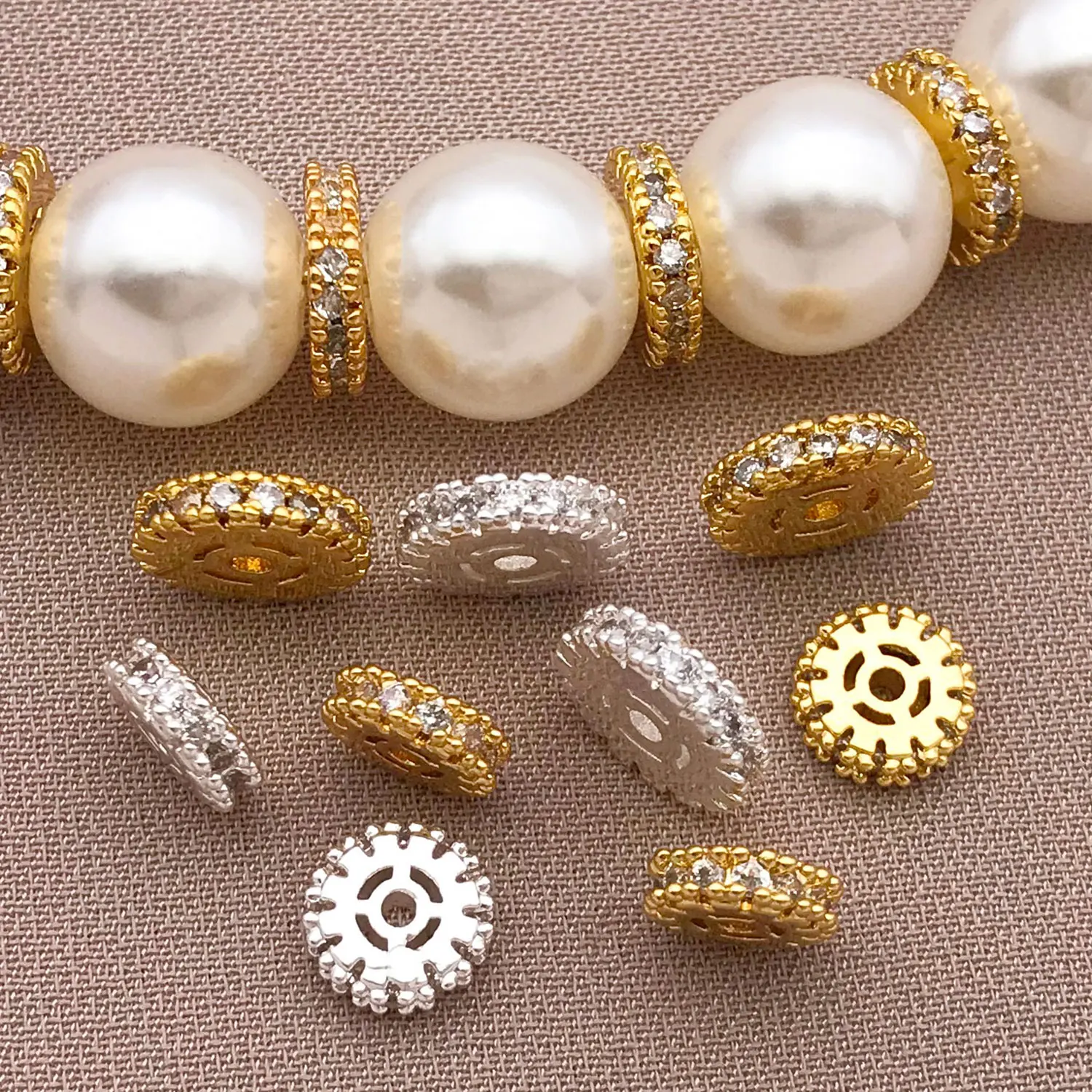 3/9 teile/los 6/8mm 18K Gold Farbe Überzogene Messing Runde Blumen Perlen Spacer Perlen Schmuck Machen liefert Diy Halsketten Erkenntnisse