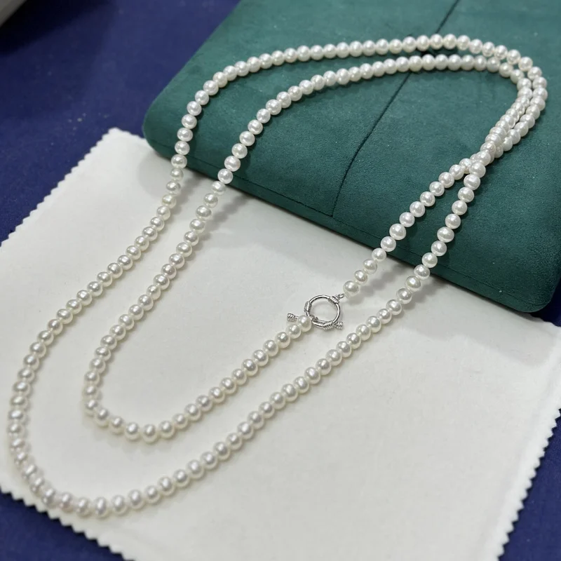 120cm sweater chain 6-7mm strong light finished necklace freshwater pearl