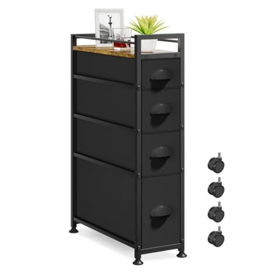 

4 Drawer Slim Cabinet Skinny Storage Tower Chest, Ideal for Small Spaces Bathroom Bedroom, Between Washer and Dryer, Lightweigh