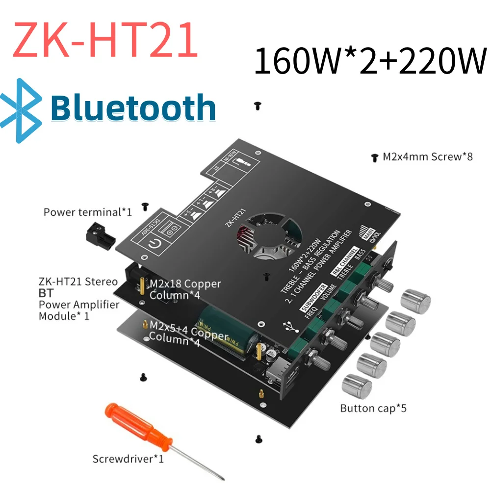 ZK-HT21 2.1 Channel TDA7498E Stereo Power Amplifier Module Audio Power with High And Low Tone Subwoofer 