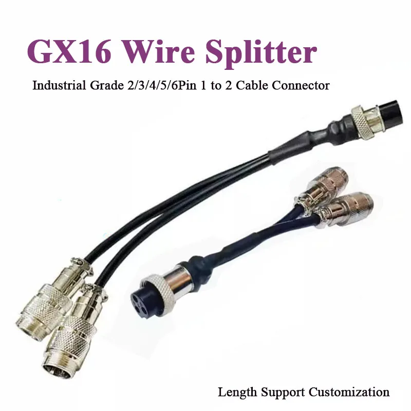 GX16 Aviation Plug Wire Splitter Y-type 1 to 2 Male to Female Extension Line Industrial M16 GX16 2 3 4 5 6 Pin Connector Cable