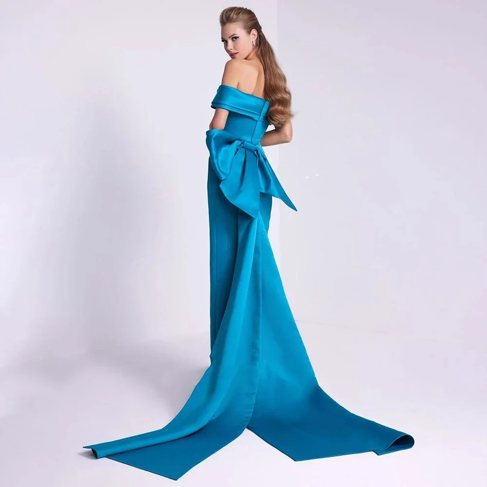 Muloong Off-the-shoulder Neckline Sweep Train Women Elegant And Pretty Luxury Prom Dress