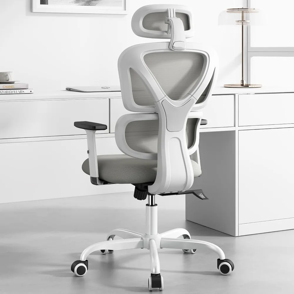 

Office Chair Ergonomic, High Back Computer Desk Chairs with Lumbar Support and Adjustable Headrest, 2D Armrests Office Chair