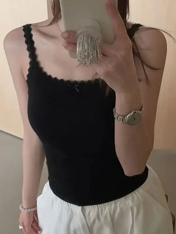 Pure Desire Modal Lace Trim Vest Summer New Style Sweet Versatile Short Strap Women's Top Breathable Comfortable Lightweight