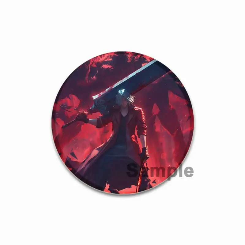 Dante Cartoon Cosplay Badge Game Anime Devil May Cry Brooch HD Print Handmade Pins for Backpack Accessories Clothes Decoration