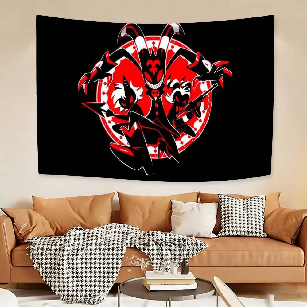 

H-Helluva Boss Flags Wall Hanging Background Art Banner for Bedroom Home Outdoor Decor