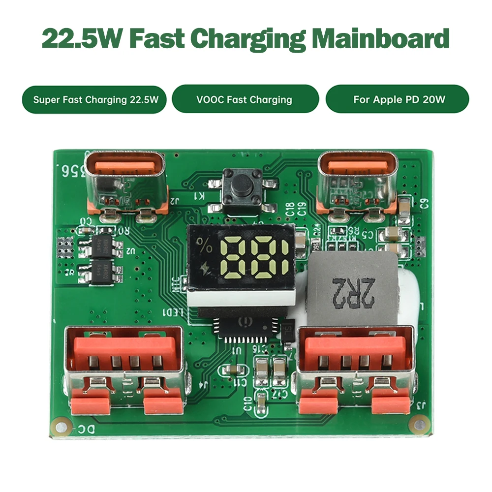 Typ-C Schnelllademodul 22,5W Lithium-Akku DIY Mobile Power Control Motherboard Tragbare Powerbank DIY-Kit PD/QC/VOOC