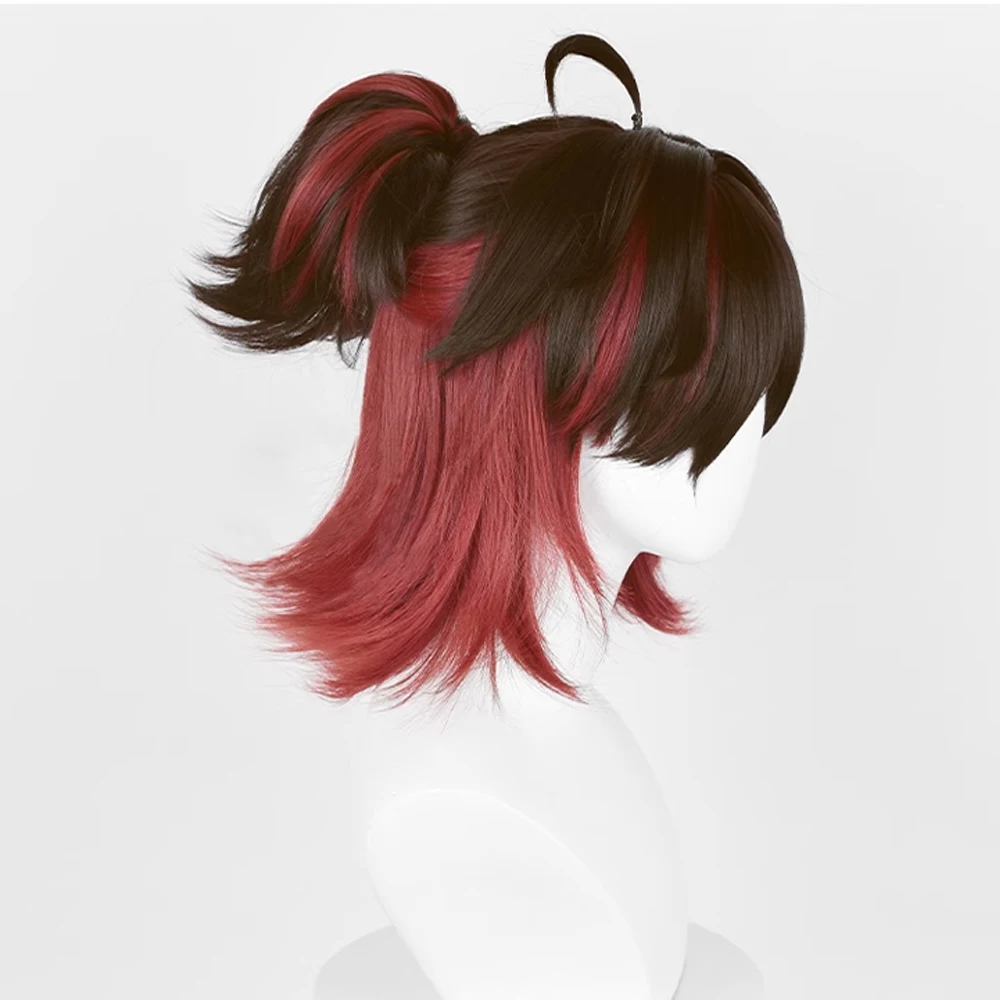 RANYU Genshin Impact Gaming Wig Short Synthetic Brown Red Mixed Anime Game Cosplay Hair Heat Resistant Wig for Party