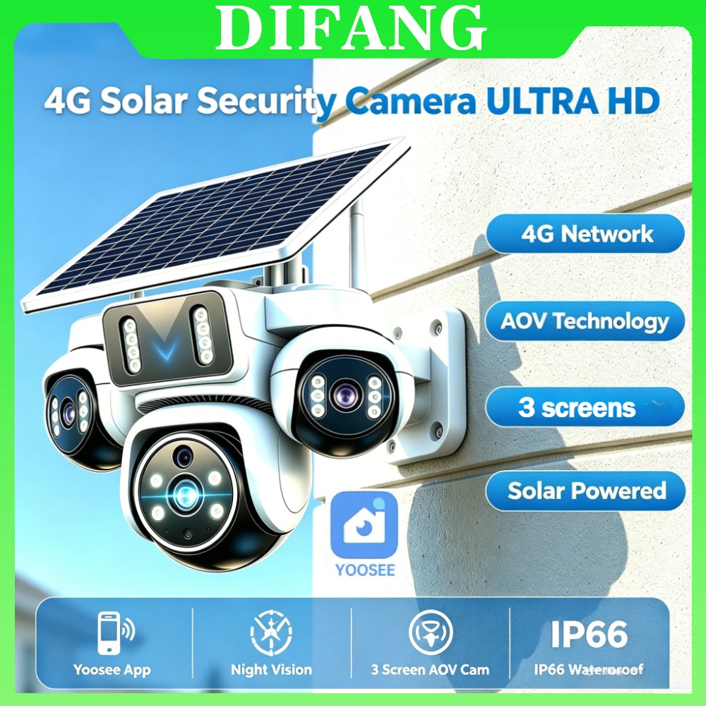 Yoosee 15MP AOV Solar 4G Camera Wire-free Built-in Battery Outdoor Wireless Security CCTV Surveillance Cam