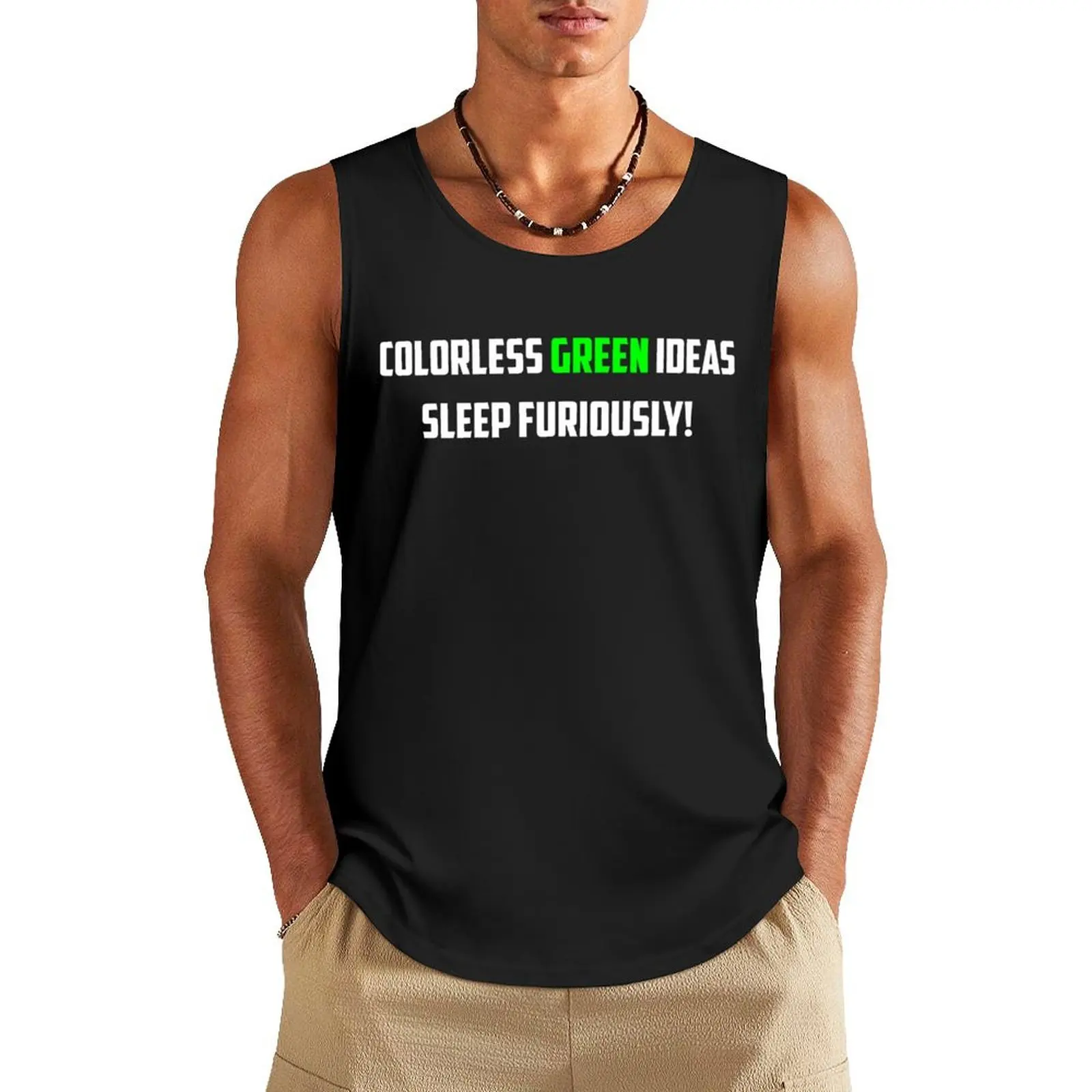 NLP: Noam Chomsky Colorless Green Ideas Sleep Furiously Tank Top new in tops & t-shirt T-shirt men gym clothes man fitness