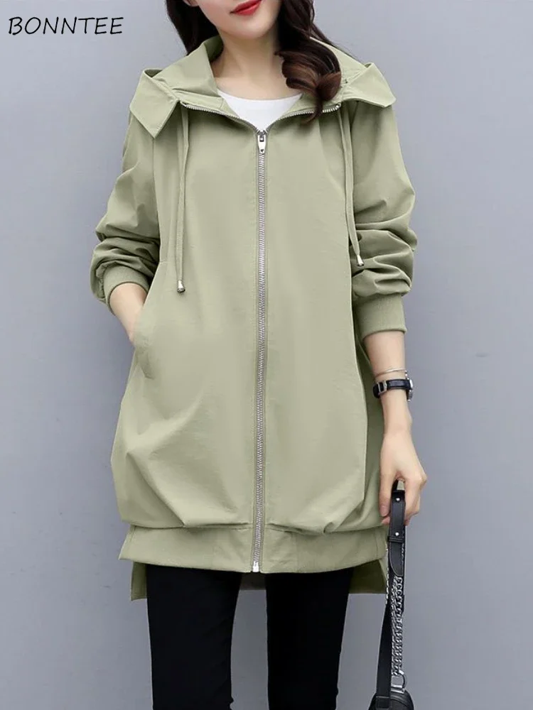 

Тренч для женщин для отдыха в корейском стиле, элегантный осенний простой универсальный однотонный дизайн, модный ретро-модный удобный классический офисный женский новый