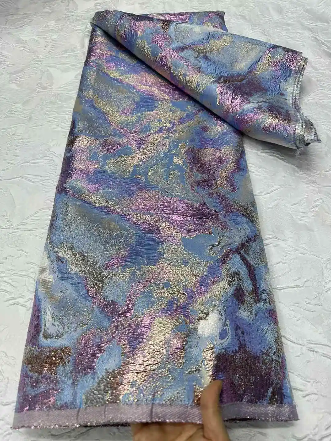 Tecido de renda brocado francês 2025 de alta qualidade dourado luxo tecido de renda nigeriano elegante vestido de festa para mulheres costura-CW