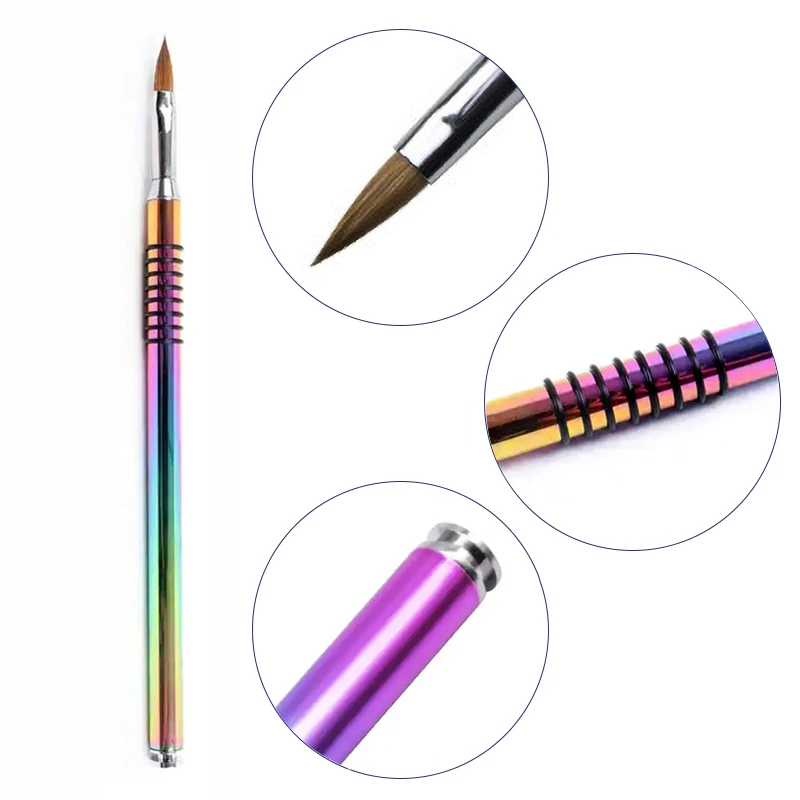 1pcs Acrylic Nail Art Brush 3D Nail Art Flower Carving Pen Liquid Powder Sculpture Painting DIY Gradient Handle Manicure Tools