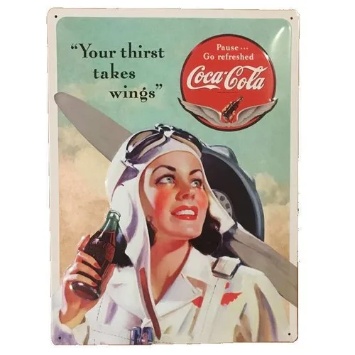 Coke Beauties Wings Flying Tin Sign 30x40cm Licensed Nostalgic Art --Tin Sign
