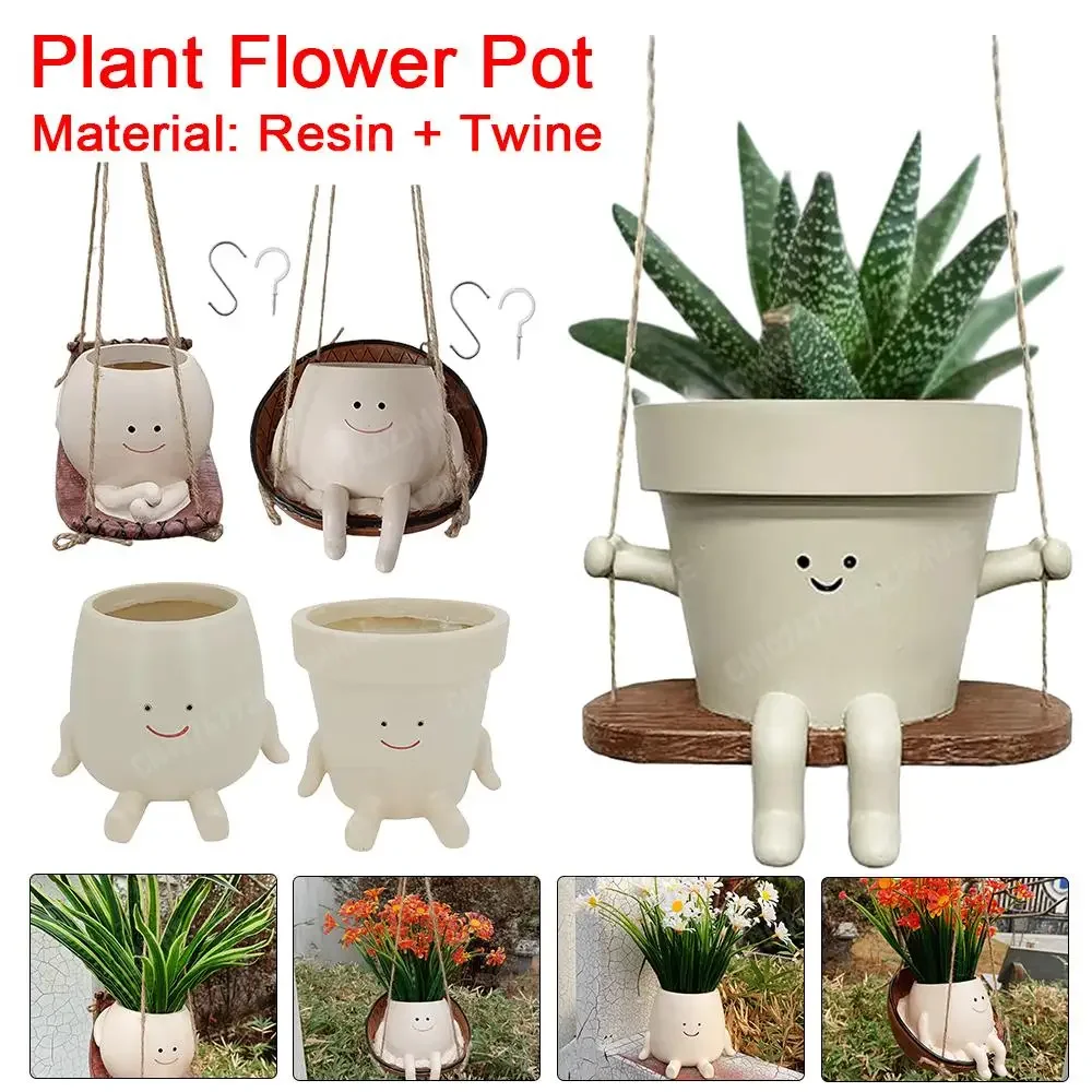 Pflanzen Aufhänger Körbe Schöne Schaukel Gesicht Pflanzer Topf Sukkulenten Blumentöpfe Balkon Wand Hängen Pflanzer Dekor Hause Garten Liefert