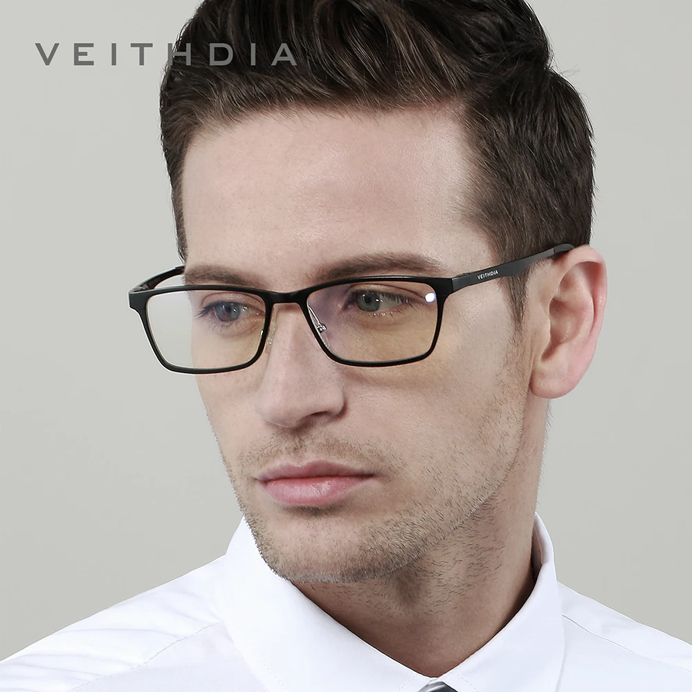 VEITHDIA Brand Women\'s Anti Blue Light Glasses Men\'s Computer Goggles Transparent Lens Eyeglasses Frame for Male Eyewear VE8706F