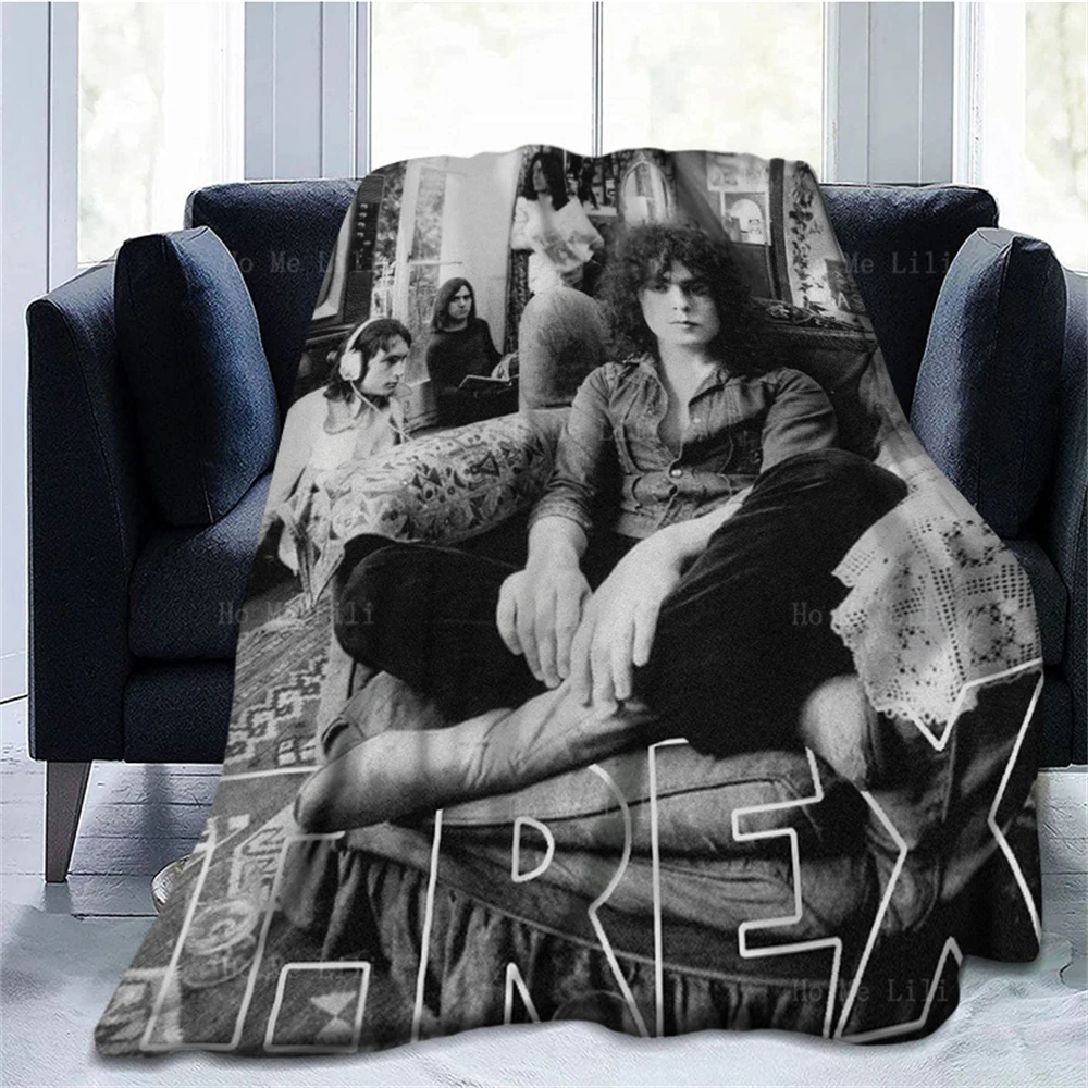 Rock & Roll Singer-Songwriter Marc Bolan Play The Guitar T. Rex Band Scrawl Art Gig Posters Soft Cozy Flannel Blanket