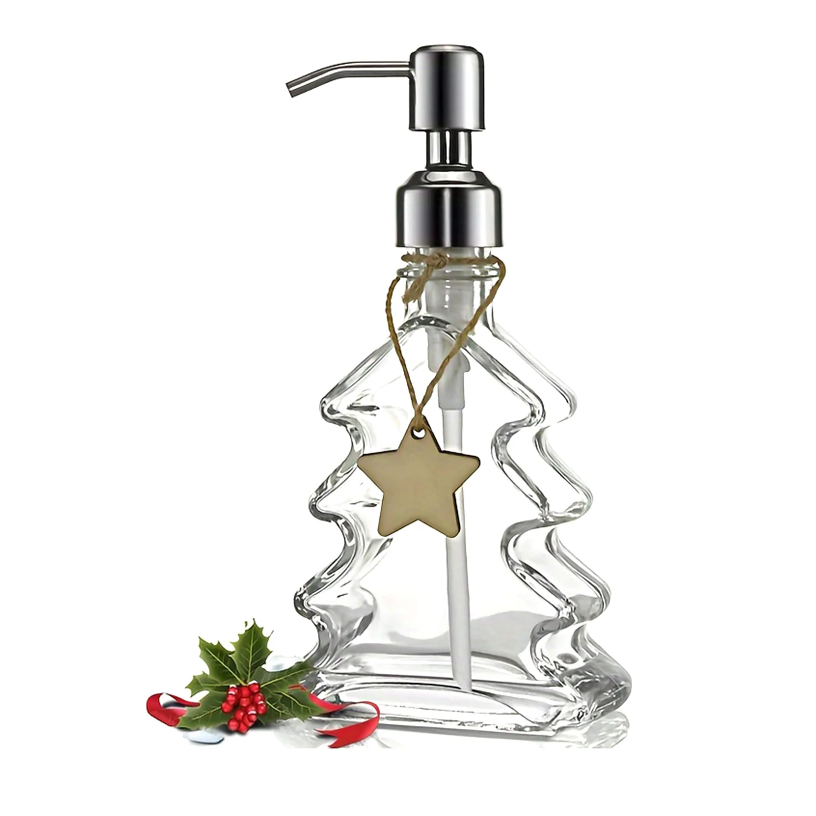 Refillable Liquid Bottle Soap Dispense with Creative Christmas Tree Shape Design Suitable for Friends Relatives Gifts