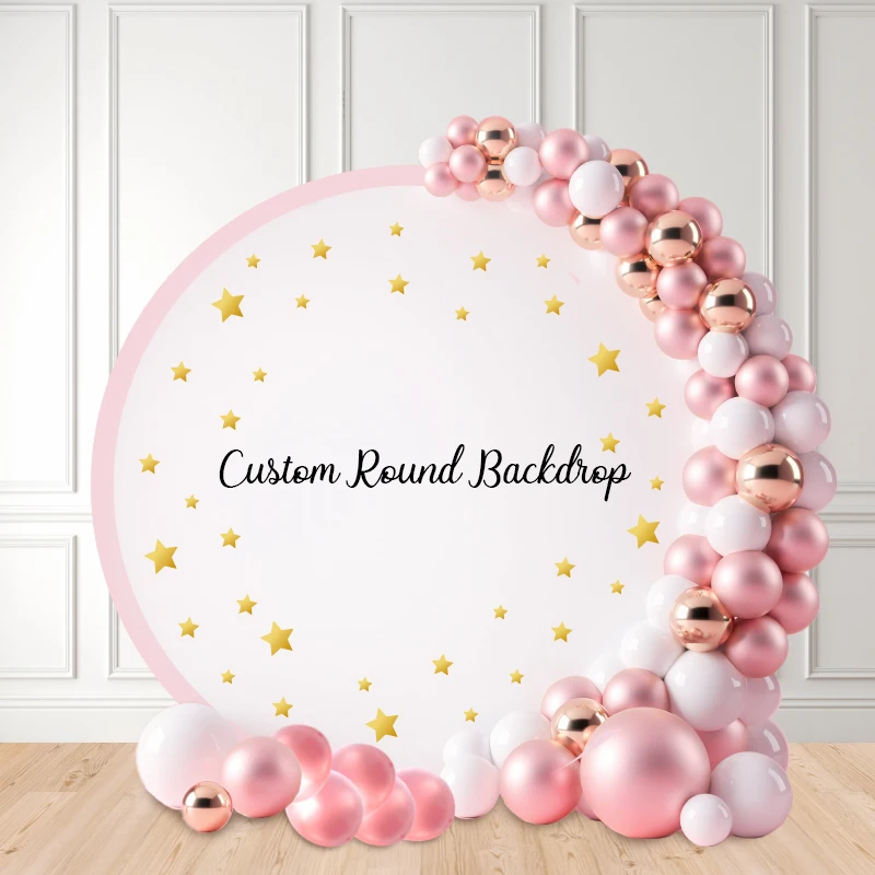 Children Personalized Birthday Photography Background Poster Cartoon Character Movie Superstar Customized Round Backdrops Decor