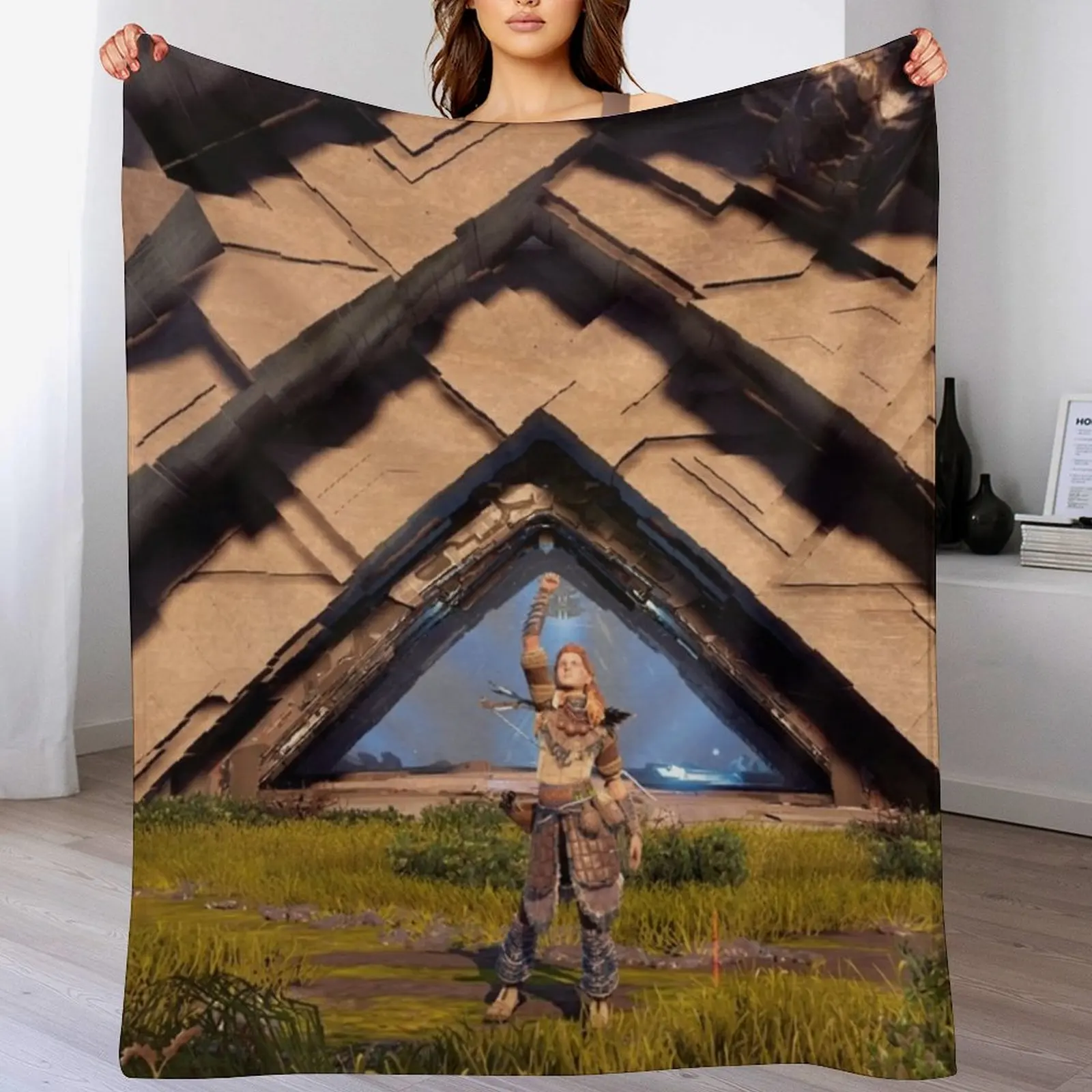 

Aloy conquering a Cauldron Throw Blanket Soft Plush Plaid Decorative Beds blankets ands Blankets