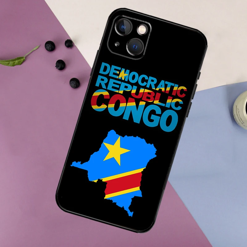 Congo Democratic Republic Flag Case For iPhone 16 15 14 13 12 11 Pro Max Mini X XR XS Max 7 8 Plus 2 Bumper Cases Cover