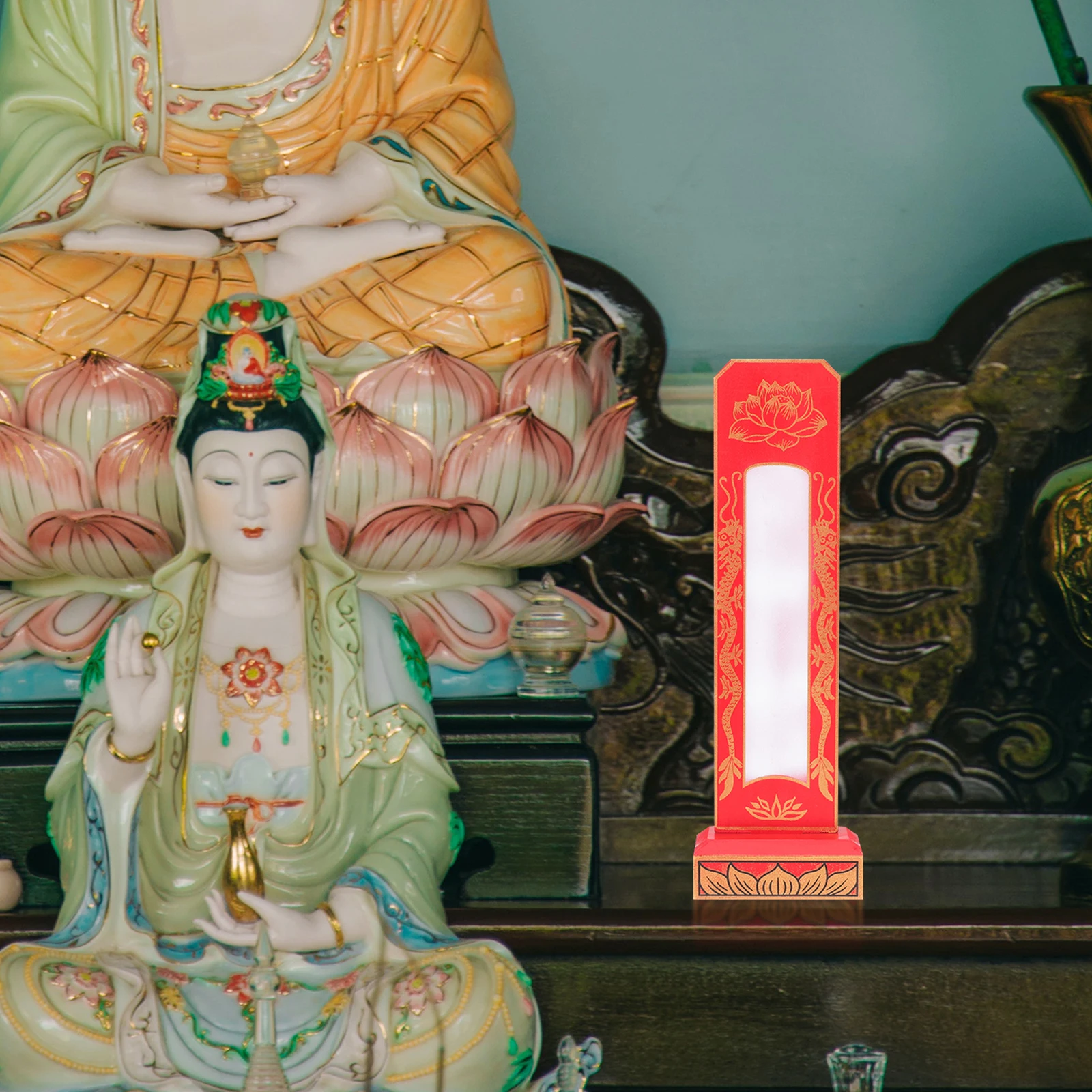 

Wooden Memorial Tablet Frame Home Temple Offering Blank Plate Premium Material Long Lasting Serviceable Religious