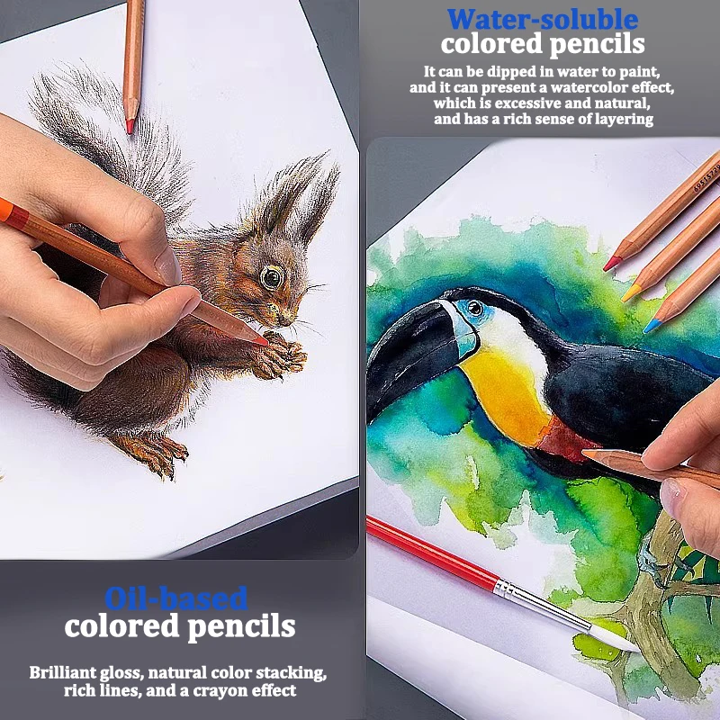 Imagem -05 - Conjunto de Lápis de Cor Óleo Aquarela Desenho Lápis com Caixa de Metal Desenho Profissional Esboçar Materiais de Arte 48 72 100 120 Peças