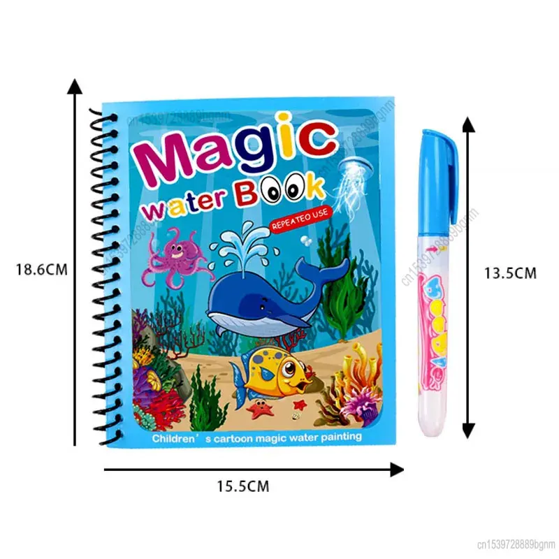 Libro da colorare per pittura ad acqua magica dei cartoni animati con set di penne Bambini Educazione per bambini Insegnamento Schizzo fai da te Disegno Graffiti Album di fumetti