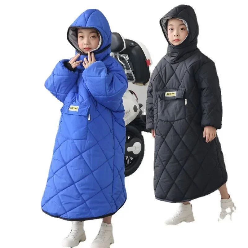 Children's electric windshield, male winter velvet  parent-child windshield trench electric rainproof windshield