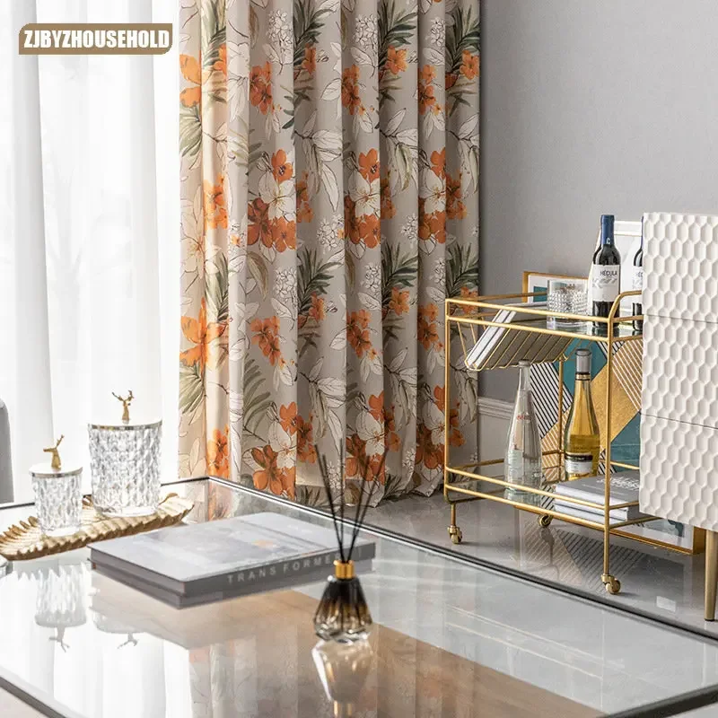 

Modern Simple Double-sided Flower Printing Shading Curtains for Living Dining Room Bedroom.