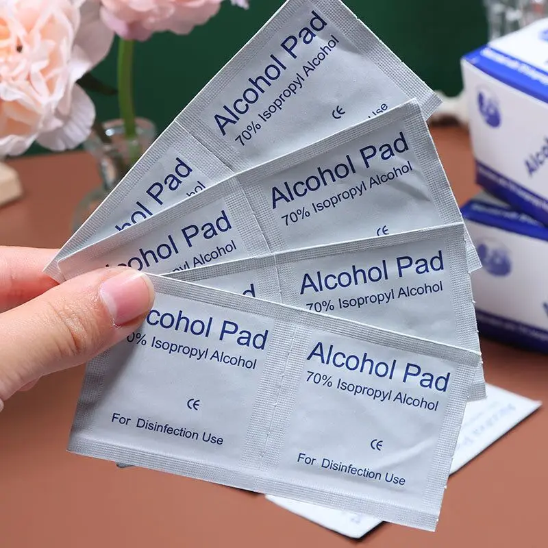 100/50pcs Disposable Alcohol Cotton Pads Disinfectant Wipe Alcohol Tablets Home Outdoor Cleaning Care Tools for Piercing Tattoo