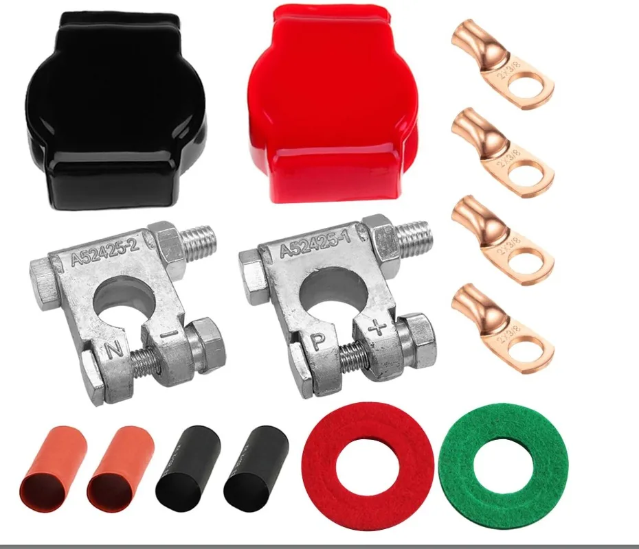 Generic Battery Terminal Connectors Cars Accessories with Lugs Battery Terminals Clamp for Boat Trucks Auto RV Marine