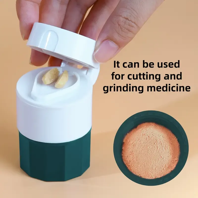 مجموعة قطع ومطحنة حبوب منع الحمل 4 في 1 مع صندوق تخزين. تقسيم الحبوب والطحن إلى البودرة للمنزل أو السفر أو استخدام الحيوانات الأليفة #1