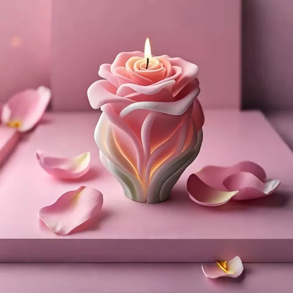 Rose Silikon Kerze Form Relief 3D Blütenblatt Blatt Design Blumenstrauß Gips Harz Form Hochzeit Geschenke DIY Ehe Vorschlag Deco