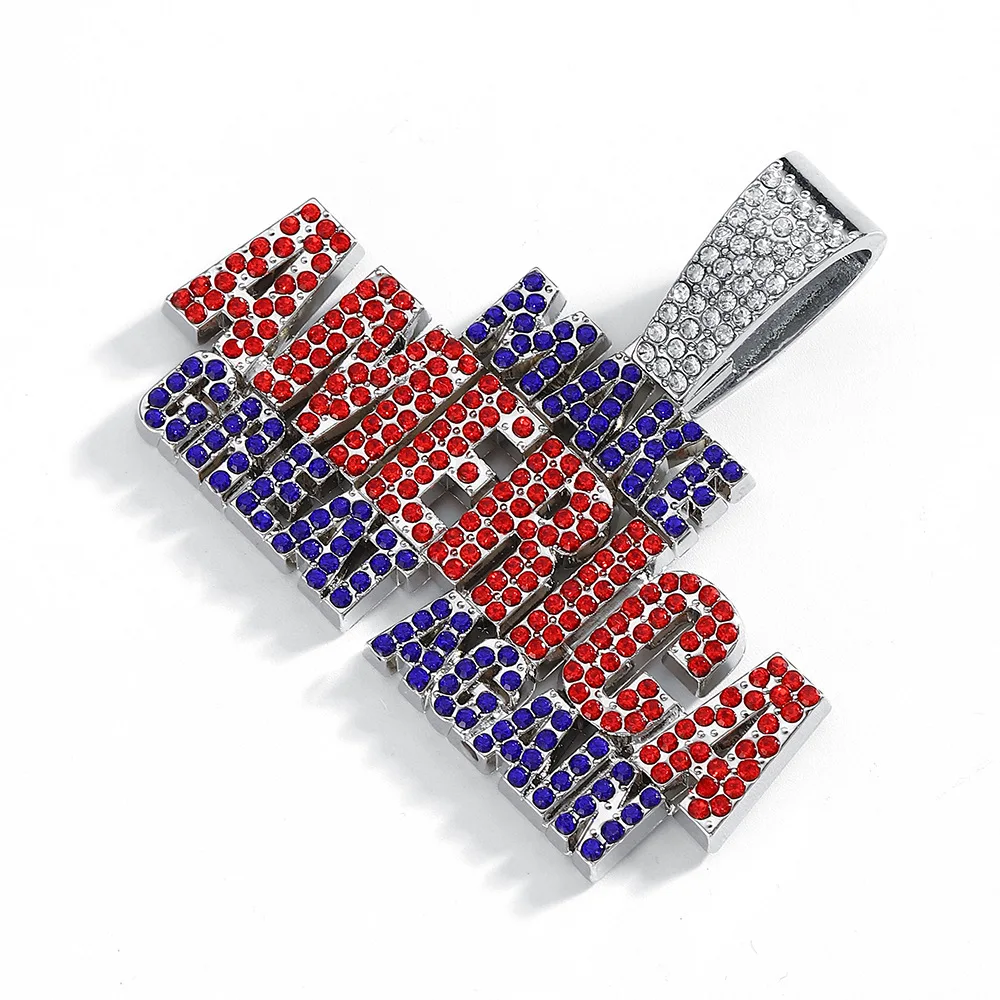 DIY accessories European and American men's cross-border hip-hop jewelry, full diamond letter splicing pendant necklace cool pun