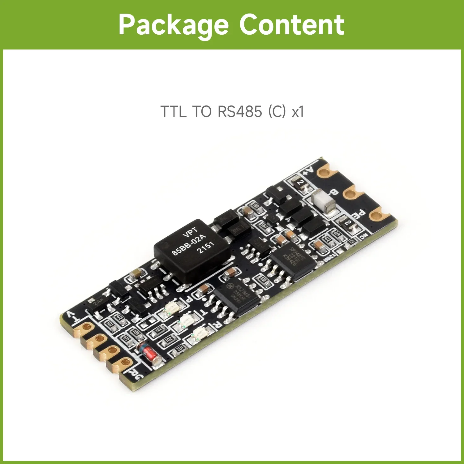 Waveshare TTL To RS485 (C) Galvanic Isolated Converter, Half-Duplex Communication, Lightningproof & Anti-Surge, Multi-Isolation