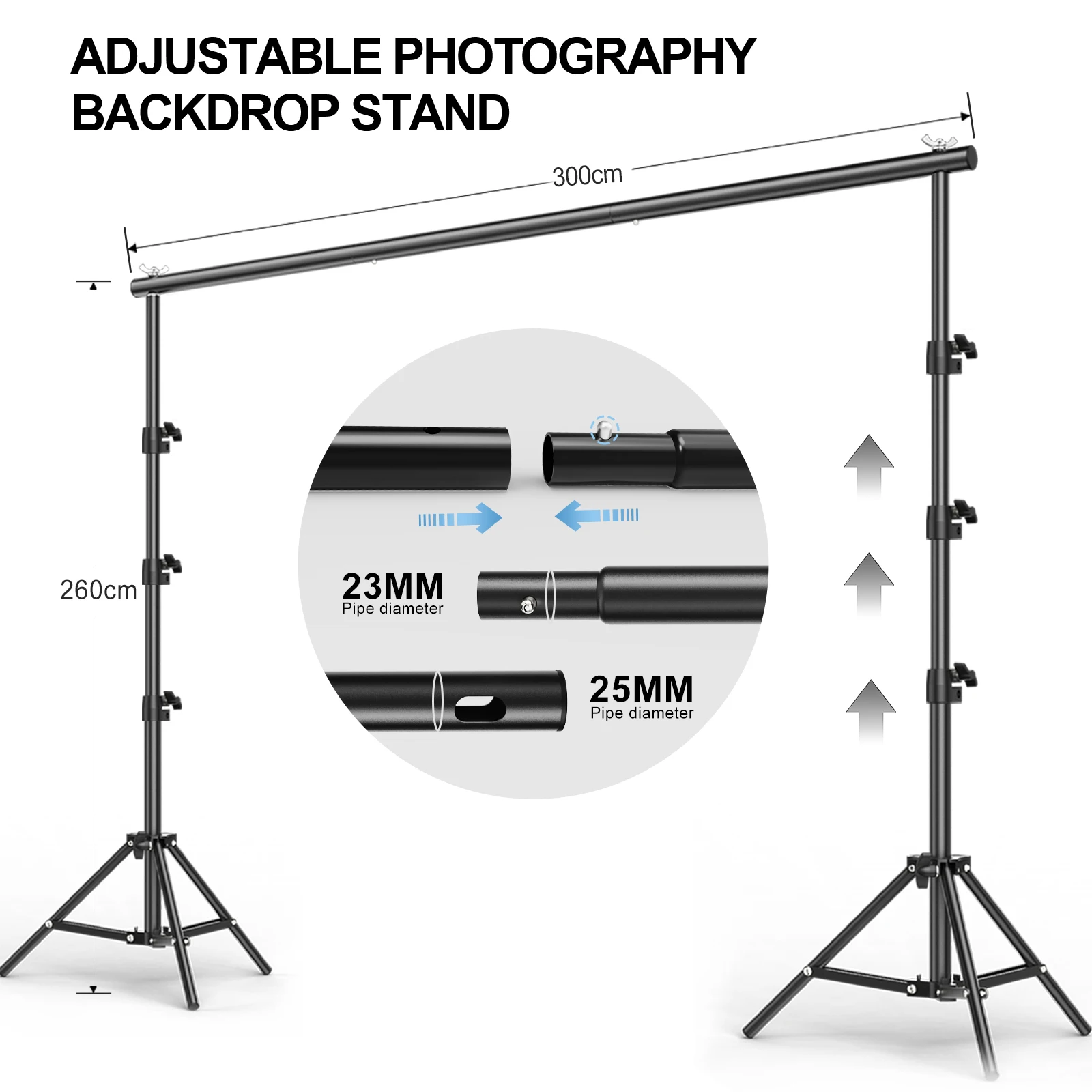 Photo Studio Equipment 2.6*3m Background Stand Photography Backdrop Set Soft Box Umbrella Lighting Kit with Handle