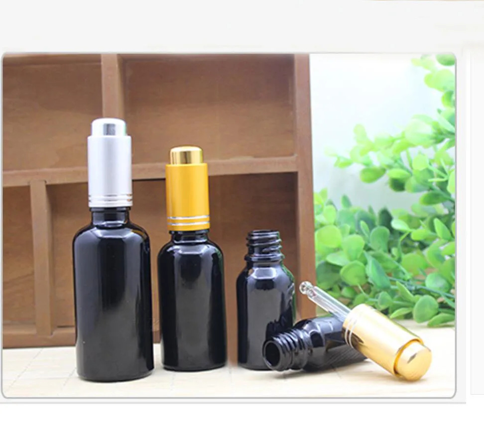 

30ml black glass bottle essential oil liquid serum complex recovery dropper gel serum liquid skin care cosmetic packing